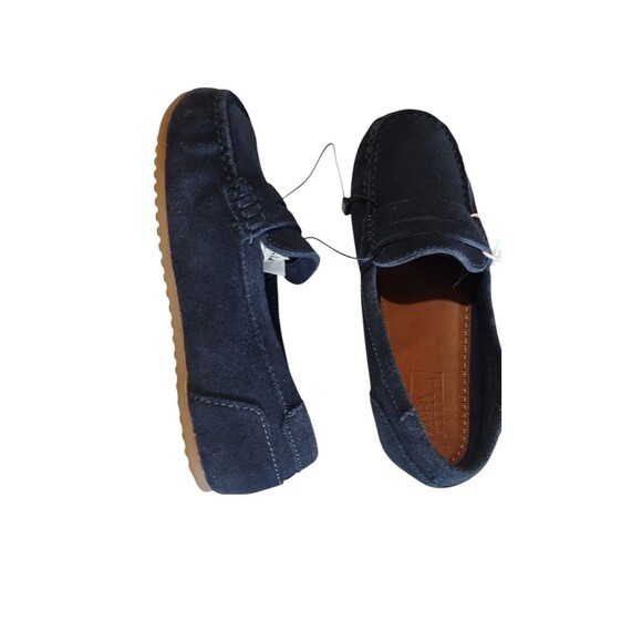 Zara Kids Boys Loafers Navy Blue Leather Round Toe Slip On Shoes Sz EU33/US 2 - Picture 6 of 10